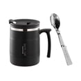 thumbnail image 2 of Taza de viaje de café con asa con tapa, vaso de café al vacío, taza aislada al vacío portátil para senderismo, Camping, hogar Negro Macarena Taza con aislamiento, 2 of 8