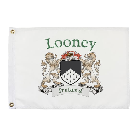 Looney Irish Coat of Arms Small White Flag - 16"x10.5" inches