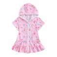 thumbnail image 2 of Lilgiuy Girls Swim Cover Up Kids Hooded Zip-Up Terry Swimsuit Coverup Towel Bathing Suit Bathrobe Pool Swim Beach Hawaiian Robe Dress (Pink,2-3 Years), 2 of 4