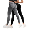 thumbnail image 2 of GEWSEY Women's 2 Piece Yoga Legging Seamless Workout High Waist Liftings Athletic Leggings (Dark Gray, XXL), 2 of 4