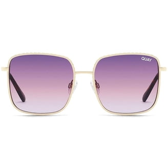 Quay Australia Lavender Purple Lilac Rose Gold Mirrored Aviator Sunglasses High Key Large Quay Sunglasses - Rose Gold/ Gold Lavender  main image 4