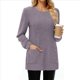thumbnail image 1 of Camisas de Larga para Mujer, Suéteres Largos con Bolsillos, Túnicas Holgadas Púrpura XL, 1 of 5