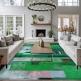 thumbnail image 4 of Green Geometric Area Rug 5x8 Washable Rug Non Slip Abstract Art Modern Painting Large Area Rug Soft Stainresistant Indoor Floor Carpet for Living Room Bedroom Home Office Dining Room Nursery, 4 of 8