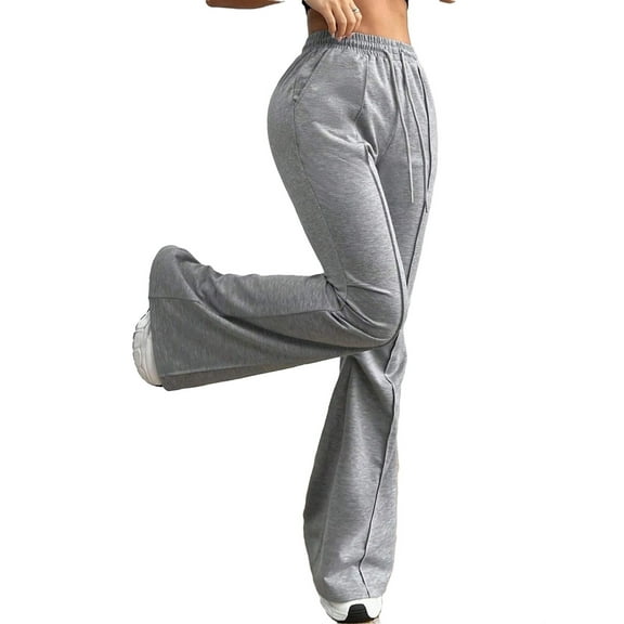 Women's Sweatpants Plain Flare Leg Grey XS (2)