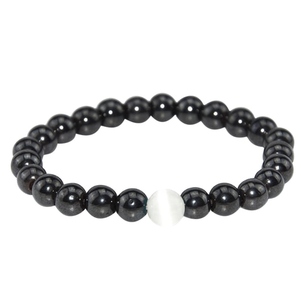 Tobillera negra antihinchazón para hombres y mujeres. 1 unidad. Tobillera con protección energética de chakras. Pulsera de cuentas para regalo.