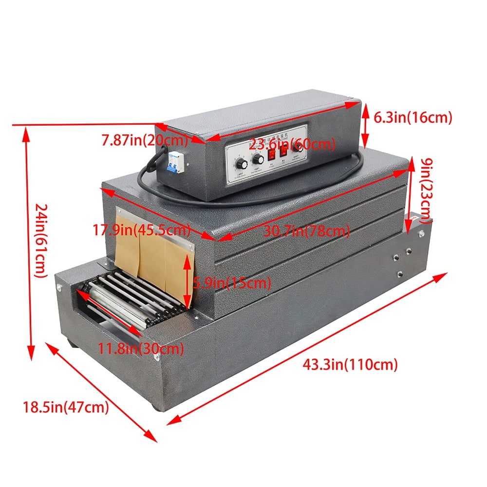 Shrink Tunnel Sealing Packing Machine Thermal Heat Shrink Wrap Machine for Food Stationery Hardware Tools Daily Necessities Packing 220V