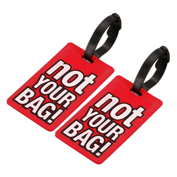 Equipaje Etiqueta, PVC Identificador Tarjeta Soporte Etiqueta, No Tu Bolsa Patrón Viaje Bolso Etiqueta con Ajustable Correa para Equipaje Maleta, Rojo Paquete de 2