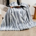 thumbnail image 5 of Home Soft Things Tip Dying Two Tone Faux Fur Throw Blanket with Micromink Back, Luxury Soft Cozy Plush Fluffy Fuzzy Reversible Thick Warm Throw Blanket, 60x70 inches, Blue White, 5 of 9