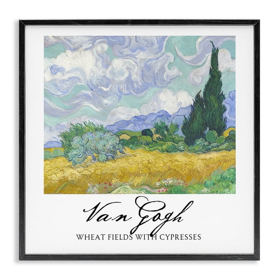 Stupell Industries Transitional Van Gogh Wheat Field with Cypresses Black Framed Giclee Art, 12 x 12, by Vintage Hustle