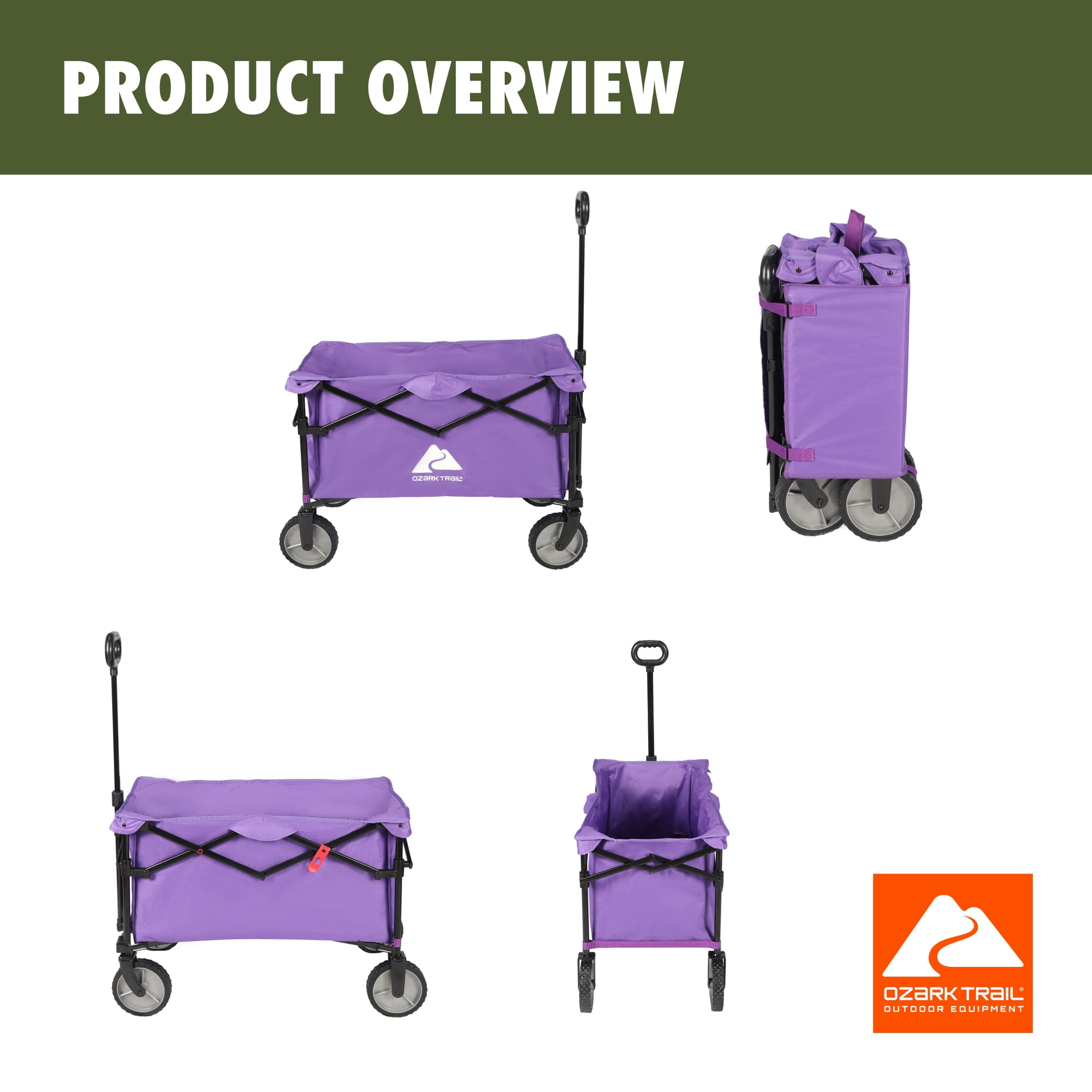 Ozark Trail Multi-Purpose Big Bucket Cart, Purple Wagon