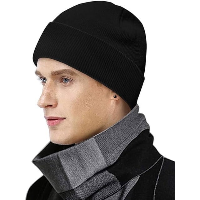 Gorro de Invierno para Hombre y Mujer, Gorro de Lana, Negro, Diseño clásico, Moderno, Suave, elástico, Transpirable JM sombrero