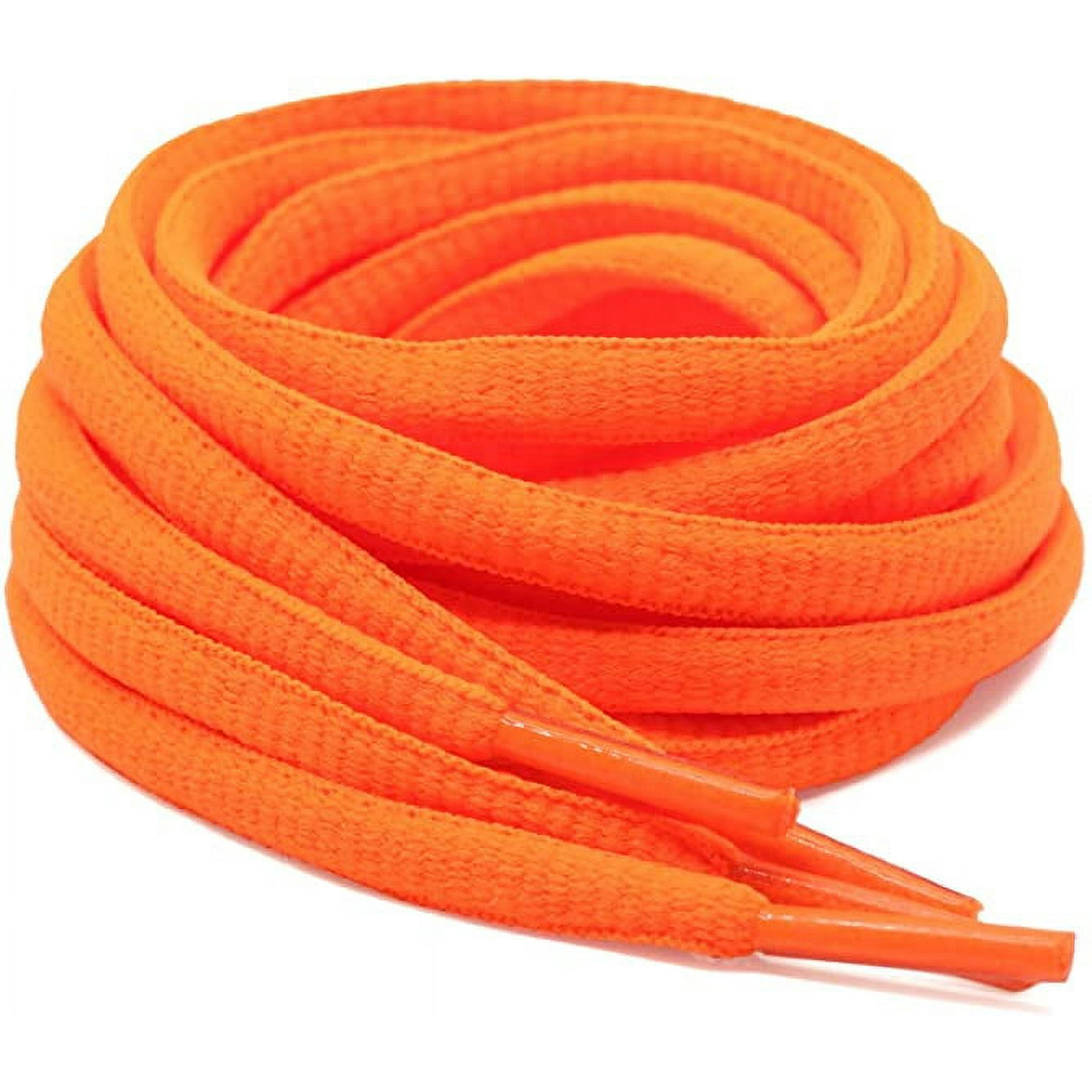 2 pairs of oval shoelaces sports shoelaces are suitable for sports running shoes and the rope is one size Fluorescent orange