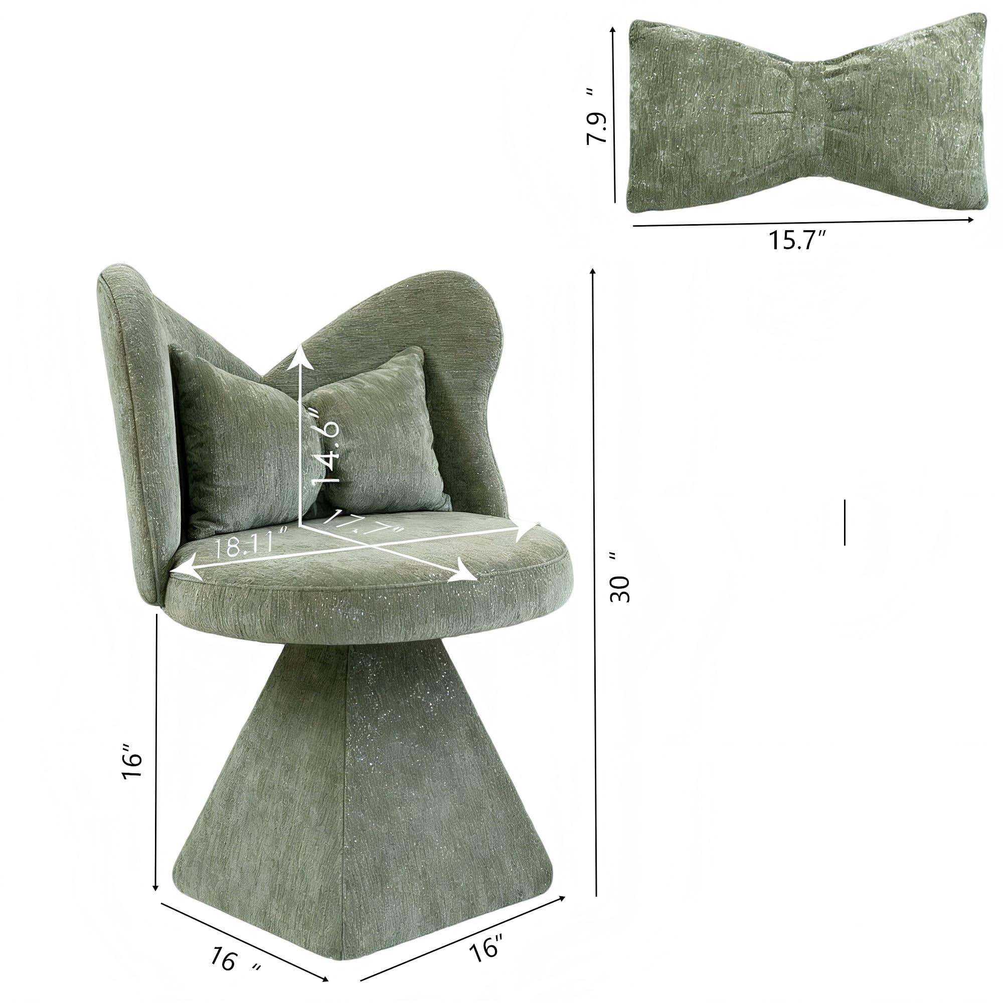 Leumius Vanity Chair,Swivel Accent Chair,Velvet Makeup Stool Dining Chairs with 360° Rotation for Bedroom/Dressing Table,Green
