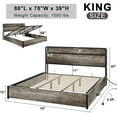 thumbnail image 3 of VanAcc King Size Lift up Storage Bed Frame, Wooden Platform Bed Frame with Lifting Storage & Charging Station, Noise Free, rustic grey, 3 of 7