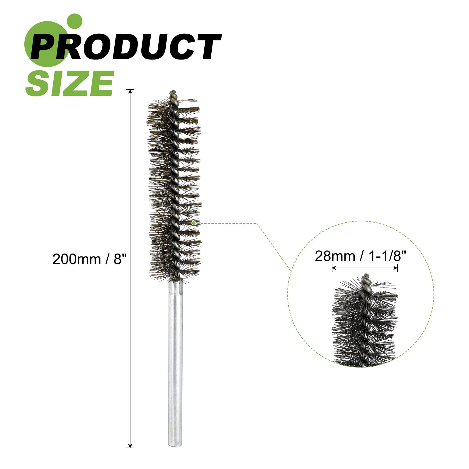 6pcs Pipe Cleaners Brush Set 1.1 Inch Stainless Steel Bristles Cleaning Brush with Ergonomic Handle for Bottles Straws Pipes Keyboards Tubes, Silver