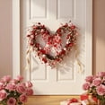 thumbnail image 5 of 16in Valentine's Day Heart Wreath with Red Berry, Valentine's Day Bow Wreath, Fake Foam Flower Heart Shaped Wreath with Bows for Festival Window Wall Indoor & Outdoor Decor, 5 of 9