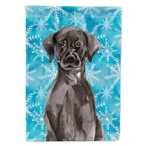 Black Labrador Winter House Flag