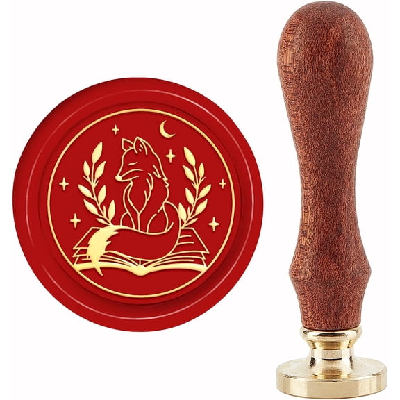 Fox Wax Seal Stamp Book Sealing Wax Stamps Leaves 30mm Retro Vintage Removable Brass Stamp Head with Wood Handle