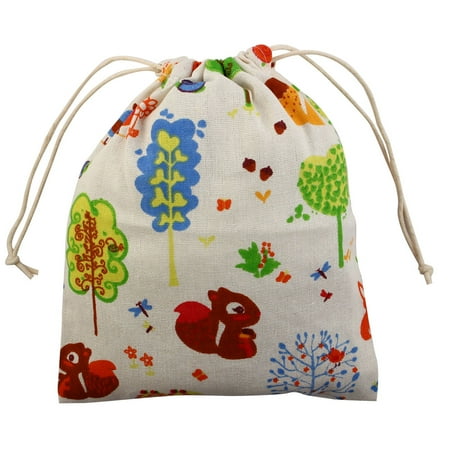 Blue Squirrel Storage Squirrel Pattern Home Travel Protable Sundries Storage Wedding Candies Gift Pouch String Drawstring Bag Medium ()