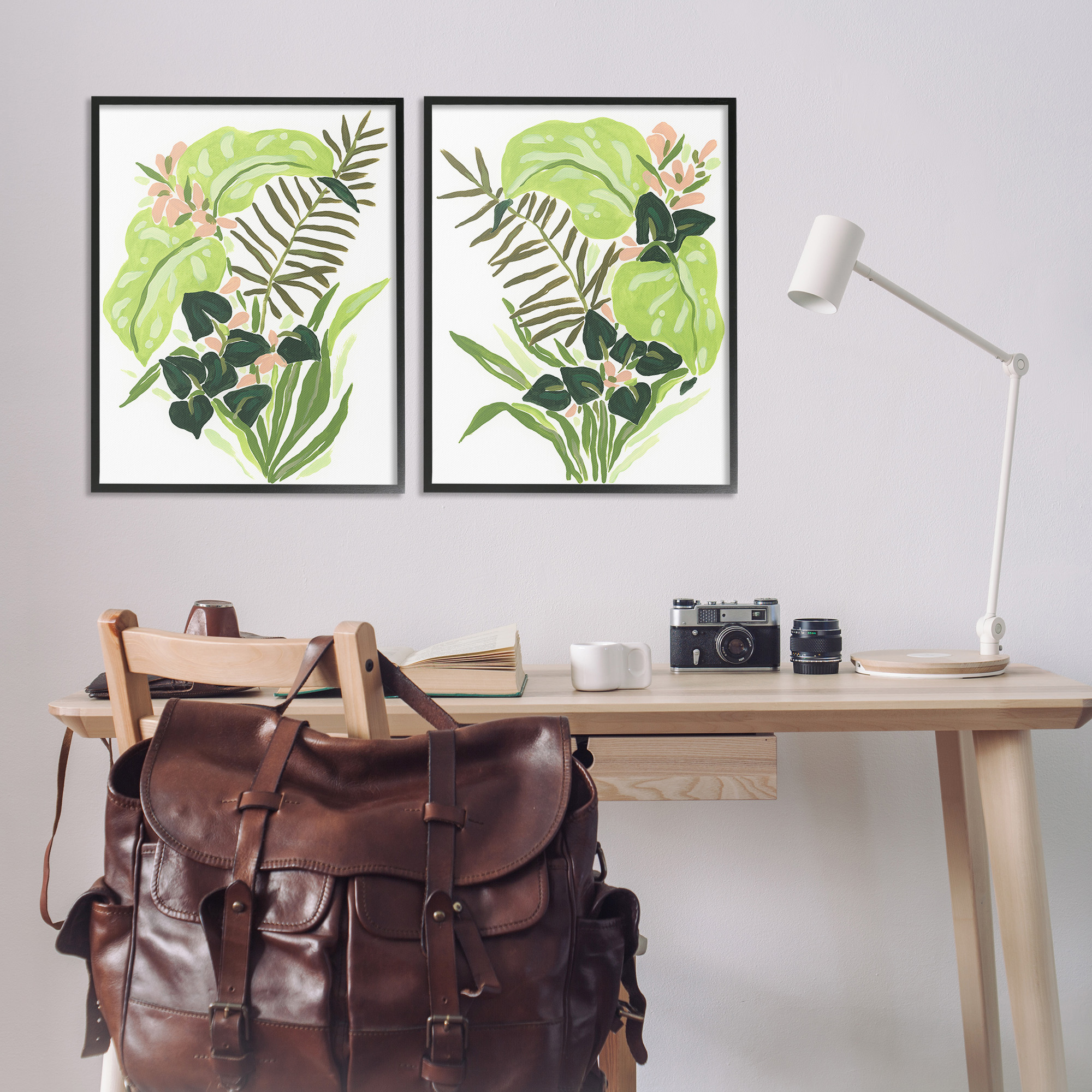 Stupell Industries Abstract Tropical Blooms Botanical & Floral Painting Black Framed Art Print Wall Art, 24 x 30, Set of 2