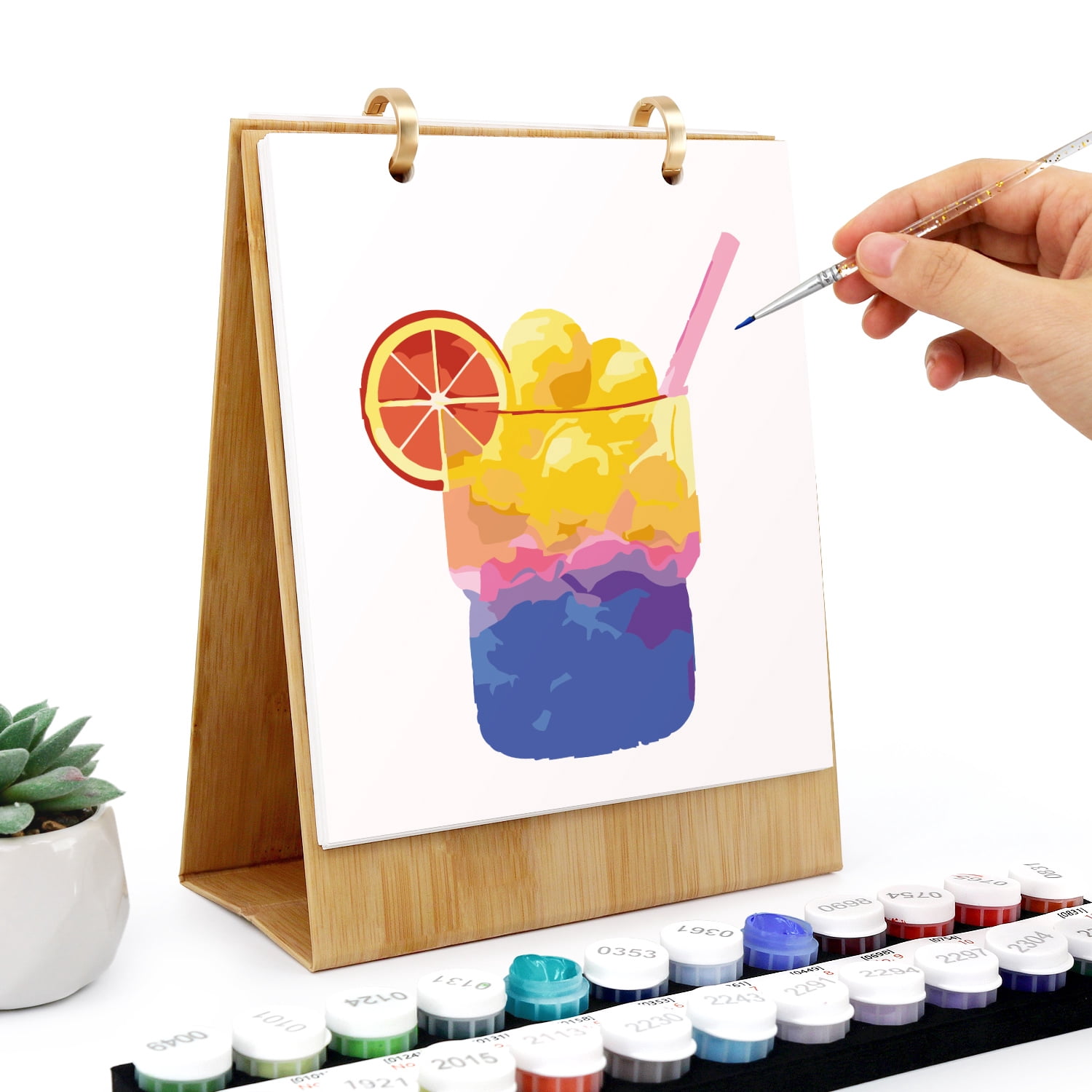 FLOPESN 2026 Desk Calendar DIY Digital Oil Painting Craft Kit, 7.1*8.8 in Paper Calendar with Special Drills for Home Office Decor
