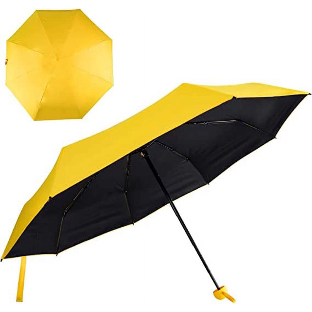 Paraguas de viaje plegable BRILLAR Mini paraguas 8 varillas Protección UV Amarillo