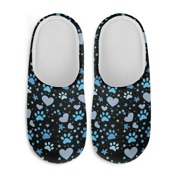 Chaqlin Love Heart Blue Paw Print Guest Slippers Anti-slip Non-slip Slip On Comfortable Washable Indoor Home Hotel Women Slippers