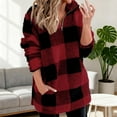 thumbnail image 5 of BUIGTTKLOP Fuzzy Fleece Sweatshirts for Women 1/4 Zip up Plaid Shirts Sherpa Pullover Jacket Coat with Pockets, 5 of 6