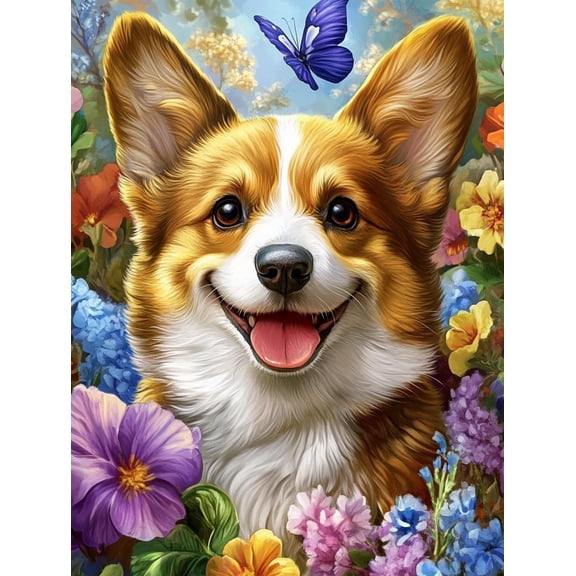 Cute Corgi Preprinted 11CT Cross Stitch Kits for Beginners & Adults - Easy Needlepoint Patterns for Home Decor & Craftings 1