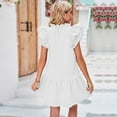 thumbnail image 3 of Lu's Chic Women's Short Sleeve Dresses Summer Sundress Short Ruched Cute Fall A Line Holiday Ruffle Swing Dress White XX-Large, 3 of 4