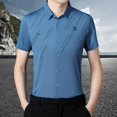 thumbnail image 1 of Camisa de Manga Corta para Hombres, Suéter con Solapa Informal, Cómoda Suelta, Ropa de Calle Informal para Hombre, Camisa de Vestir de Manga Corta Yinane  camisa de rayas, 1 of 8