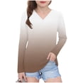 thumbnail image 2 of ATOGUTA Under Shirts for Girls Long Sleeve Shirts Kids V Neck Soft Tunic Tops Size 3T-14, Khaki, 2 of 6