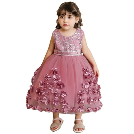 

Girls Luxurious Handmade Beaded Rhinstone Waist Embroidery Party Princess Dress Q514 Sizes 1-5