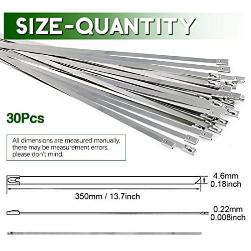 Keadic 30Pcs 14 Pulgadas Acero Inoxidable 304 Corbatas de Cierre Recub