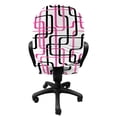 thumbnail image 3 of Geometric Office Chair Slipcover, Sixties Inspired Wavy Lines Vibrant Image Curved Stripes Funky Pattern, Protective Stretch Decorative Fabric Cover, Standard Size, Hot Pink White Black, by Ambesonne, 3 of 5