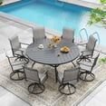 thumbnail image 7 of Vicllax Outdoor Patio Dining Table Dia.60" Slatted Tabletop Metal Frame with Umbrella Hole, Gray, 7 of 7