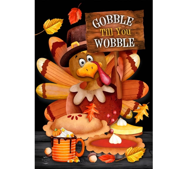 Briarwood Lane Fall House Flag 40x28 For Outdoor Gobble Wobble Turkey For Fall House Flag