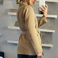 thumbnail image 5 of Lilgiuy Women Business Attire Solid Color Long Sleeve Cardigan Top Jacket Coat With Pocket And Belt Khaki，8（L） for 2022, 5 of 5