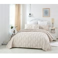 thumbnail image 2 of DaDa Bedding Soft Charming French Country Ruffles Quilted Cotton Bedspread Set - Ivory Cream Tan (JHW873), 2 of 9
