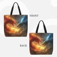 thumbnail image 2 of Wukai Sac d'Épicerie Réutilisable Imprimé Dragon de Feu Rouge et Bleu avec Fermeture Éclair Poignée de Courses Adapté pour Sac Quotidien Extérieur, 2 of 7