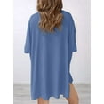 thumbnail image 6 of Women's two-piece casual suit summer casual loose shirt cycling shorts match airport travel wear Blue L, 6 of 7