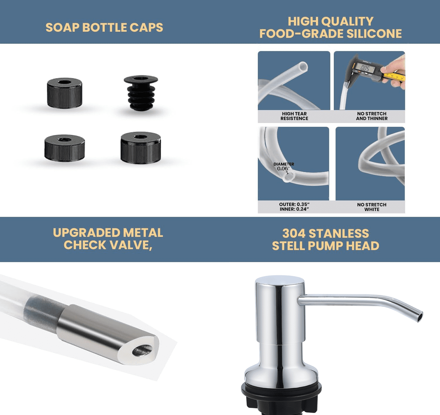SBEN Countertop Soap Dispenser Pump with Extension Tube Kit 47" (Chrome)
