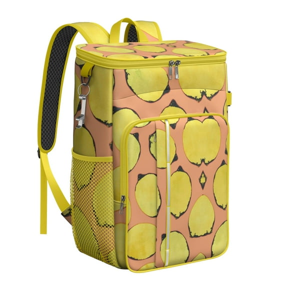 Lemon Lovers Backpack Cooler, Yellow Fruit Print Insulated Bag for Outdoor Adventures and Travel