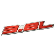 3.8L Liter Embossed RED on Highly Polished Silver Real Aluminum Auto Emblem Badge Nameplate for Buick Chevy Chevrolet Camaro Pontiac Hyundai Porsche Jeep Wrangler Nissan Chrysler Dodge Caravan
