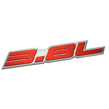 3.8L Liter Embossed RED on Highly Polished Silver Real Aluminum Auto Emblem Badge Nameplate for Buick Chevy Chevrolet Camaro Pontiac Hyundai Porsche Jeep Wrangler Nissan Chrysler Dodge Caravan