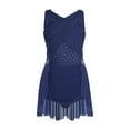 thumbnail image 3 of Raenseen Girls Rhinestone Skating Leotard Lyrical Ballet Dance Dress Cutout Back Dress Performance Costume Navy Blue 8, 3 of 7