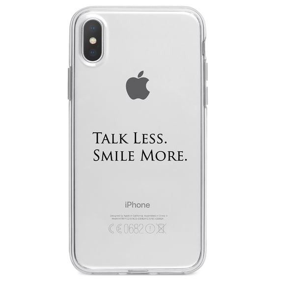DistinctInk Clear Shockproof Hybrid Case for iPhone XS Max (6.5" Screen) - TPU Bumper Acrylic Back Tempered Glass Screen Protector - Talk Less. Smile More. Hamilton