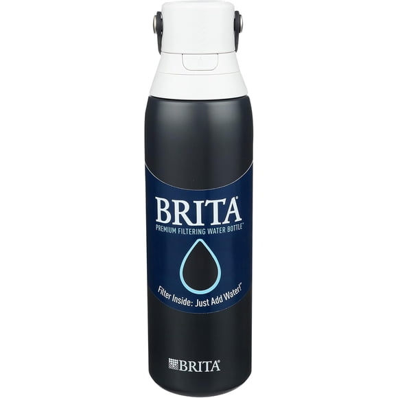 Brita Insulated Stainless Steel Filtering Water Bottle with Straw BPA-Free Water bottle for Sports, Travel or Hiking, Great for gifting, Easy-carry loop, Leak-proof lid, 26 Oz, Carbon