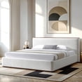thumbnail image 3 of Omax Decor Aspen Upholstered Platform King Bed in White Cream Boucle Fabric, 3 of 9