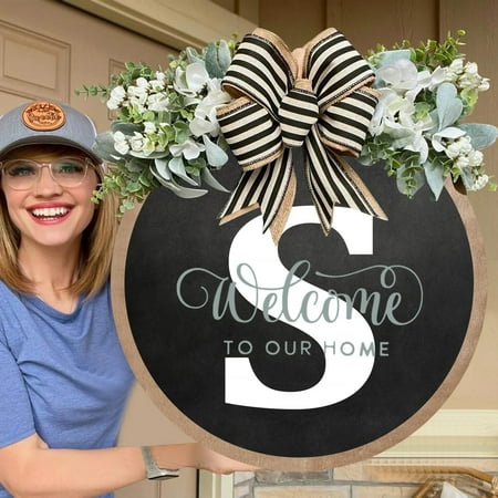 

Hot Sale Funny Welcome Sign Front Door Rustic Round Outdoor Indoor Spring Wreath Farmhouse Porch Wreath Wood Decoration Sign Housewarming Summer Fall Home Wall Decor Clearance